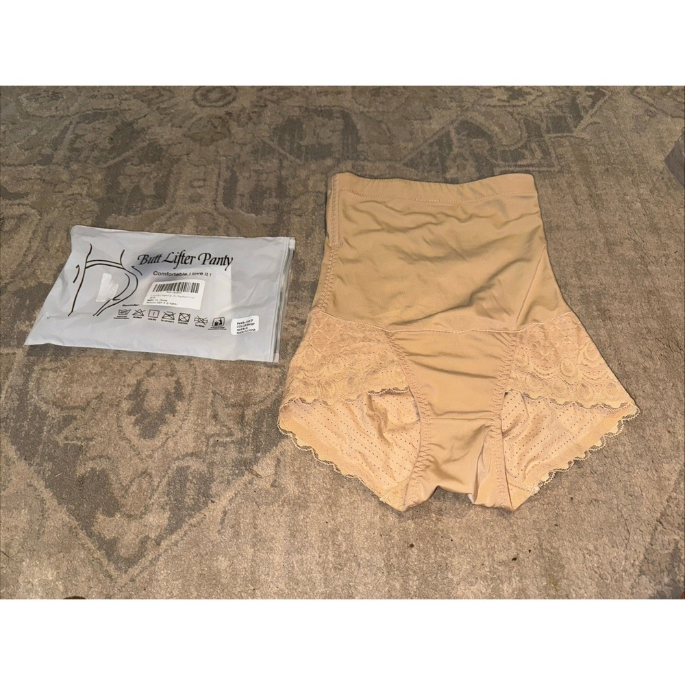 New High Waisted Butt Lifting Panties Panty Shapewear ‎ Sz Small Womens Beige